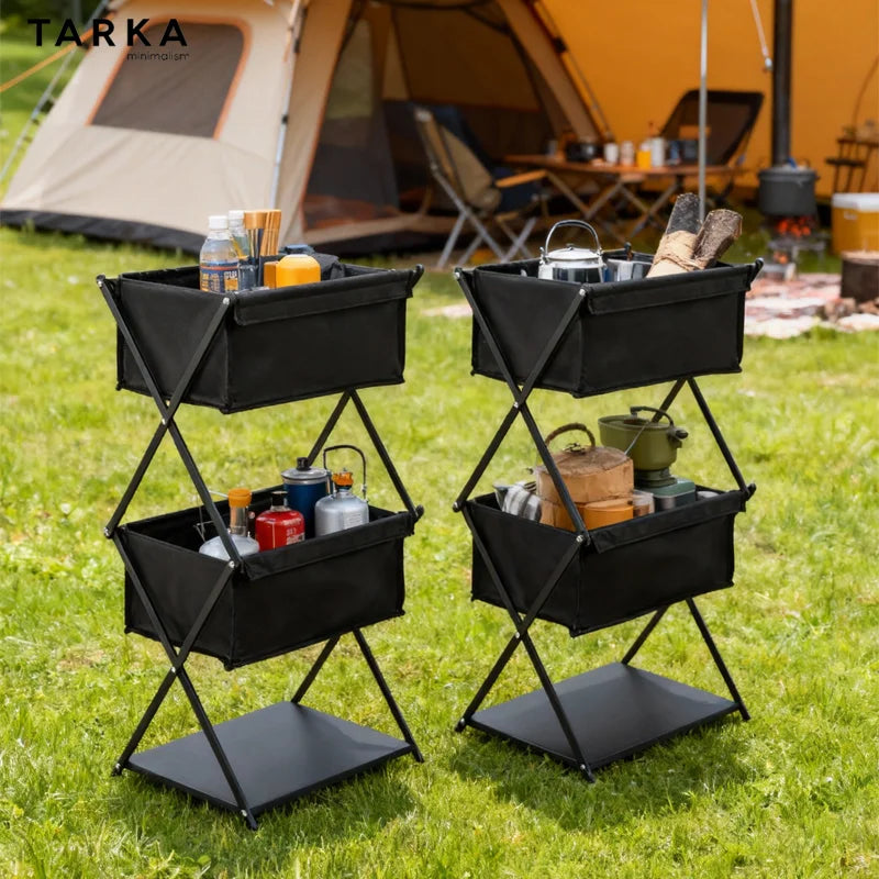 TARKA Camping New Storage Rack Three-Layer Shelf Folding Storage Rack For Outdoor Barbecue Storage Rack Multifunctional Shelf
