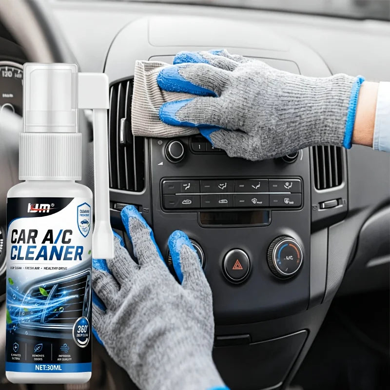 KJM Car AC Vent Cleaner Spray 30ML 2 Spray Modes Freshening Formula Dust Odor Remover Deep Clean For Vehicle Air Conditioner
