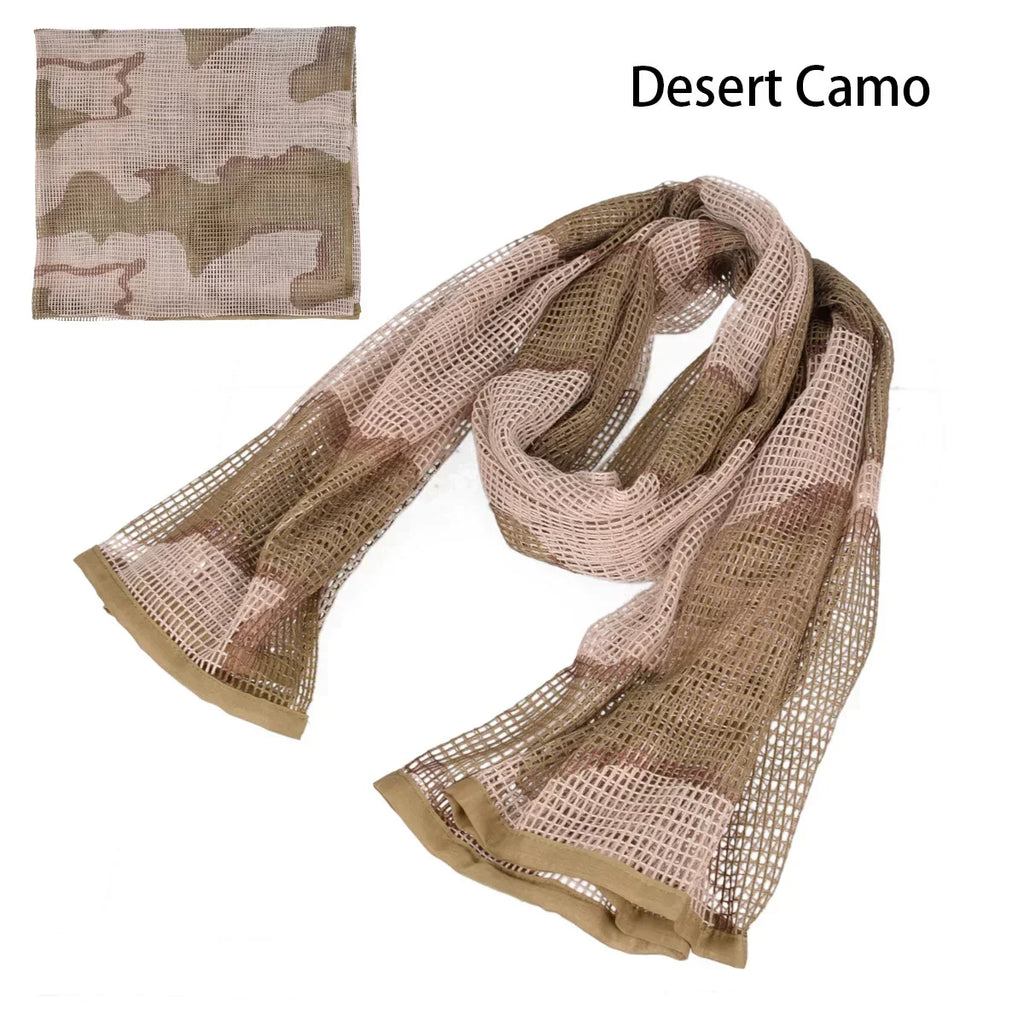 Camouflage Netting Scarf Sniper Veil Camo Mesh Face Scarf Veil Shemagh Head Wrap for Outdoor Camping Hiking Hunting Scarves