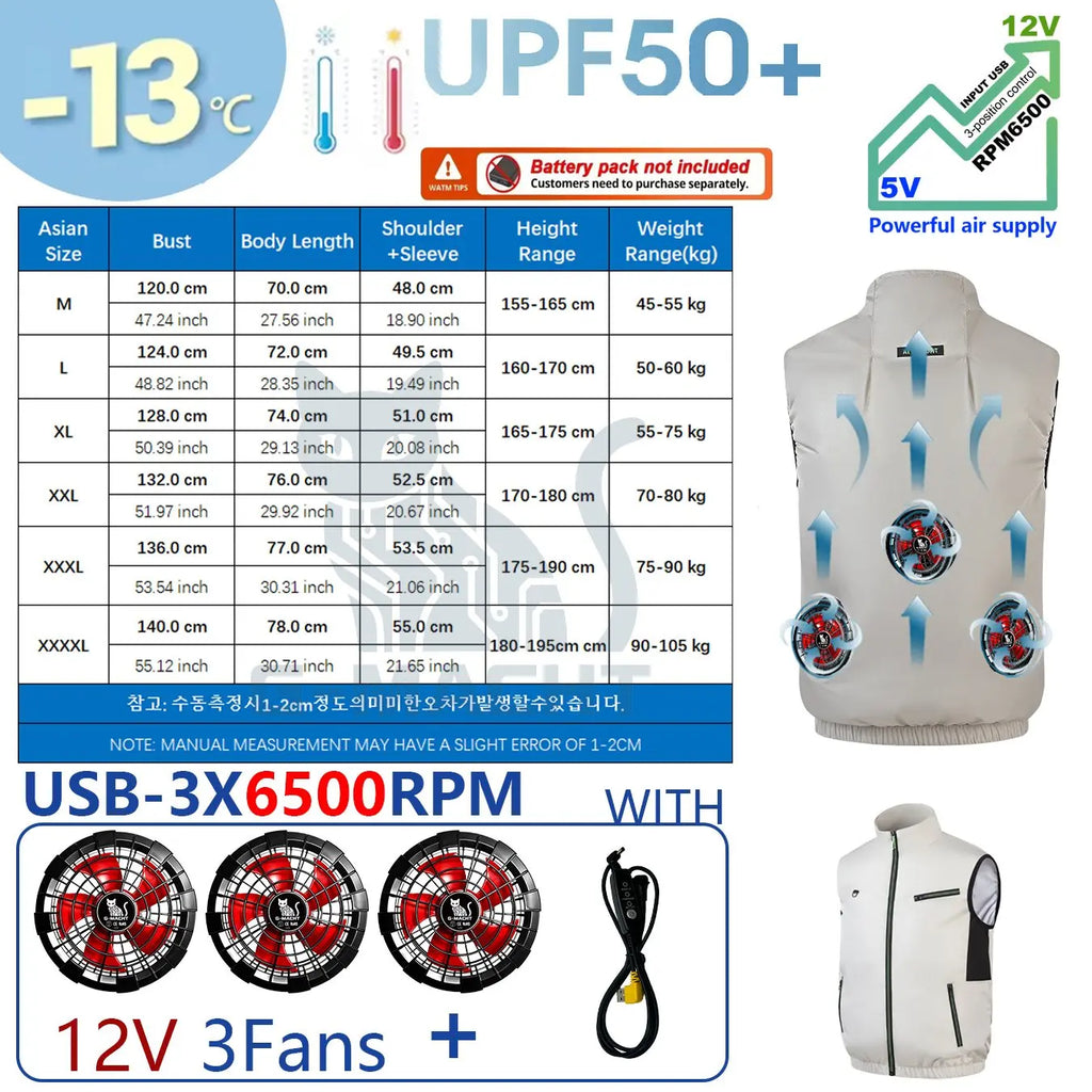 G-MACHT Summer Breathable Wearable Cooling 2-3-4Fans Vest Ice Cooling Air Conditioner Clothes For Outdoor Fishing Heat Resistant