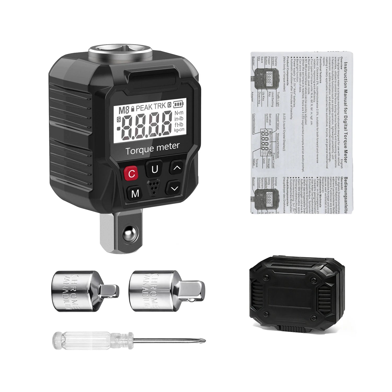 Buzzer Alarm Torque Meter Wrench 1/4'' 3/8'' 1/2'' Electronic Torque Wrench Digital Torque Adapter Bike Car Repair Hand Tool Set