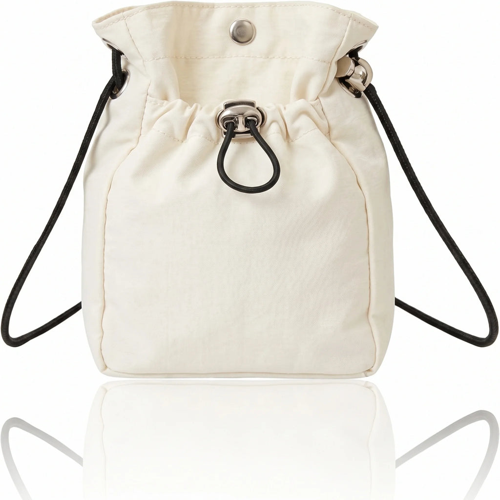 Pomelo Best Mini Nylon Drawstring Crossbody Bag Waterproof Magnetic Snap Small Bucket Shoulder Bag For Daily Travel Outing