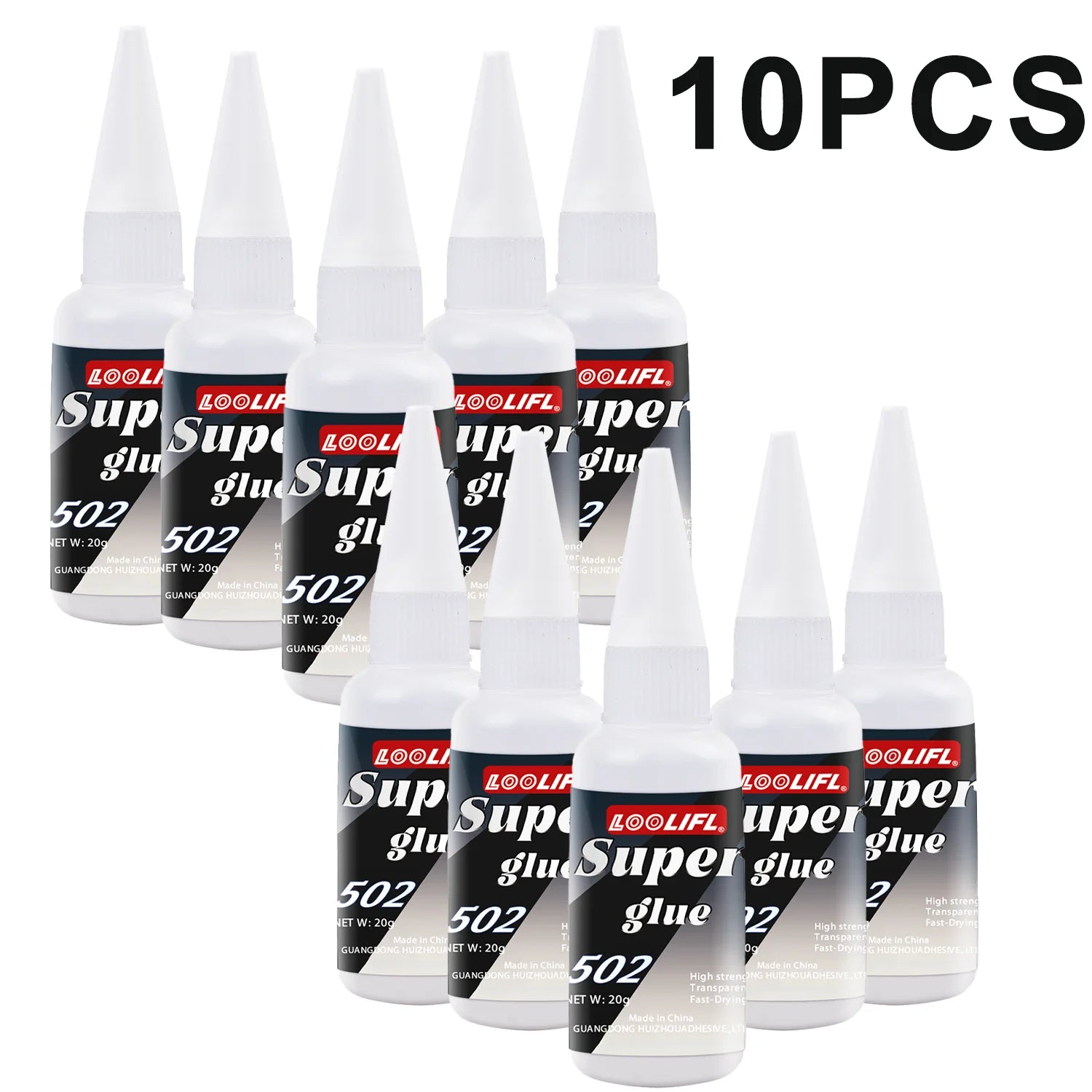 Loolifl, Best-Selling 1-25Pcs 502 Super Glue, Quick-Drying Cyanoacrylate Adhesive for Glass, Leather, Rubber, Wood, Metal, Strong Industrial Strength Glue