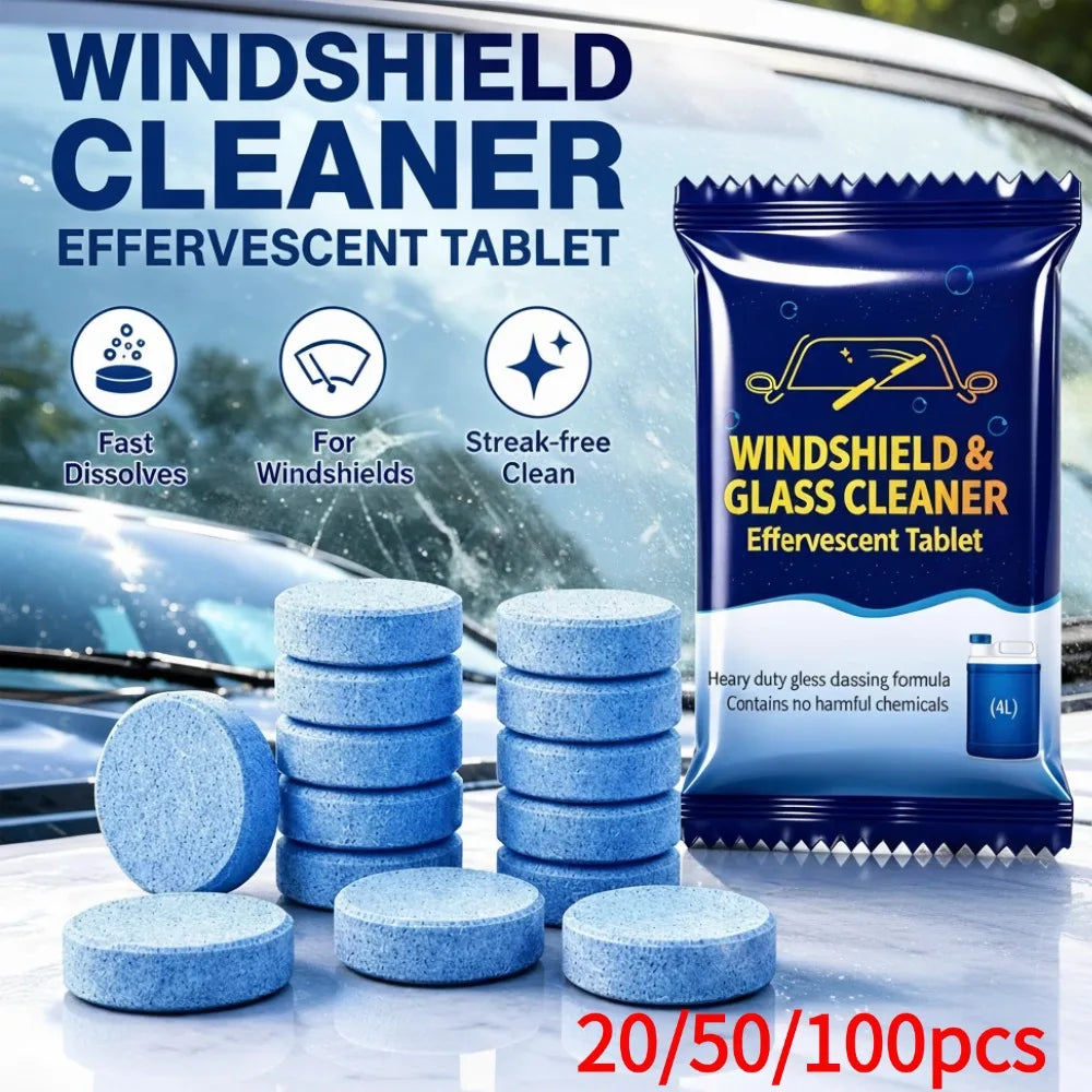 20/50/100pcs Windshield Cleaner Effervescent Tablets Solid Cleaner Quick Dissolve Glass Water All Season Glass Cleaning Tablets