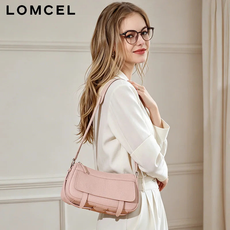 LOMCEL TOGO cowhide messenger bag for postal delivery, casual and versatile, retro for daily commuting, single-shoulder cross