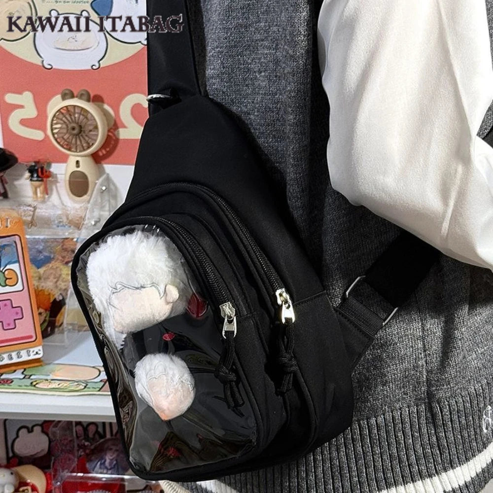 Kawaii Japanese Itabag Girls Soft Nylon Backpack Crossbody Bags 10CM Doll Ita Bag Women With Display Plate Cross Body Sling Bag