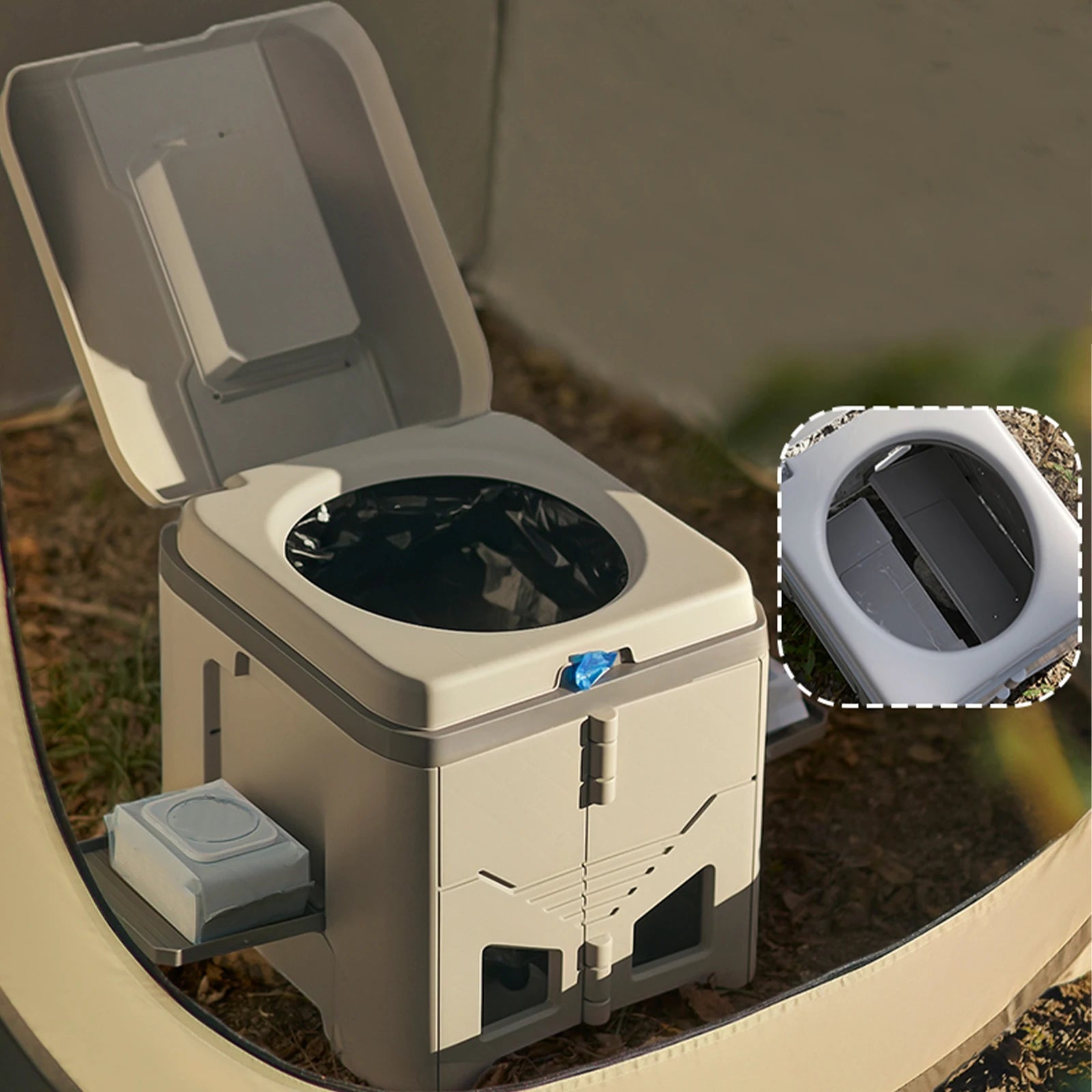 Portable Folding Toilet for Car Hiking Emergency Camping Toilet Stool Odor-proof Outdoor Mobile Toilet with Lid Travel Potty