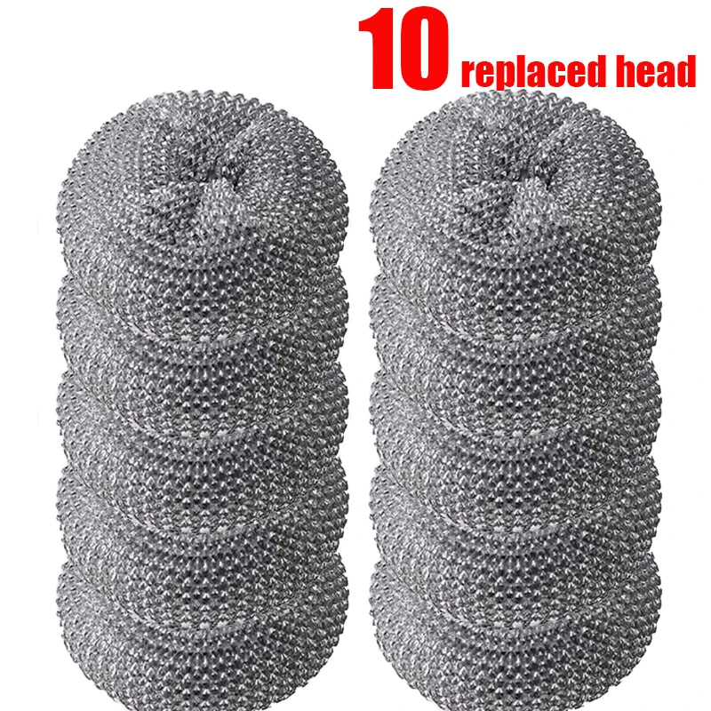 1~5PCs Automatic Liquid Adding Pot Washing Brush Stainless Steel Press Brush Kitchen Tool Household Cleaning Brush