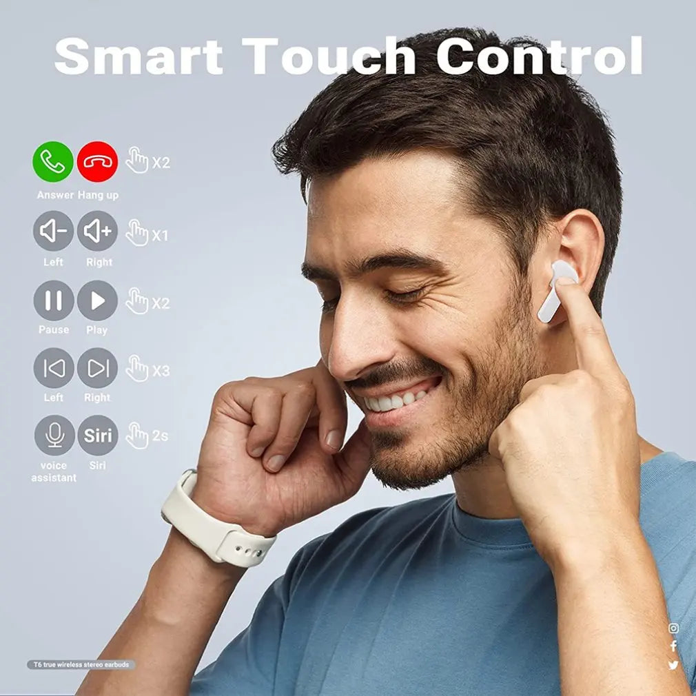 Bluetooth 5.3 Wireless Headset Transparent Headphones LED Power Digital Display Stereo Sound Earphones for Sports Working