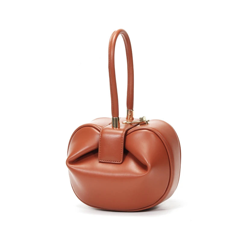 HIFASHION Genuine Leather Top Handle Bags For Women Chic Novelty Round Small Daily Purses Cowhide Party Luxury Designer Handbags
