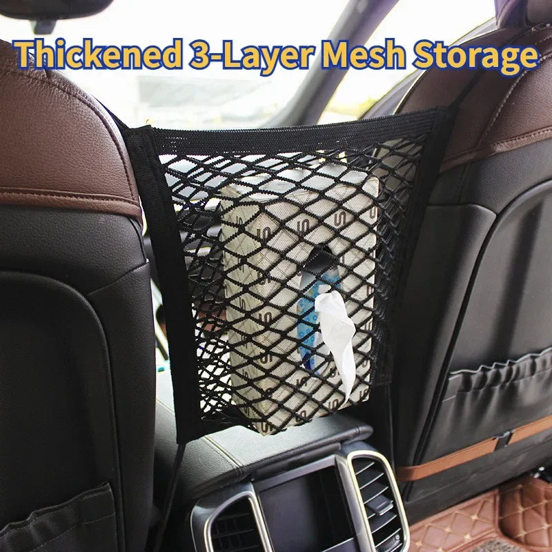Car Mesh Organizer Between Seat, Pet Dog Kids Barrier, Net Pocket Storage Bag Backseat, Seat Back Storage, Auto Car Accessories