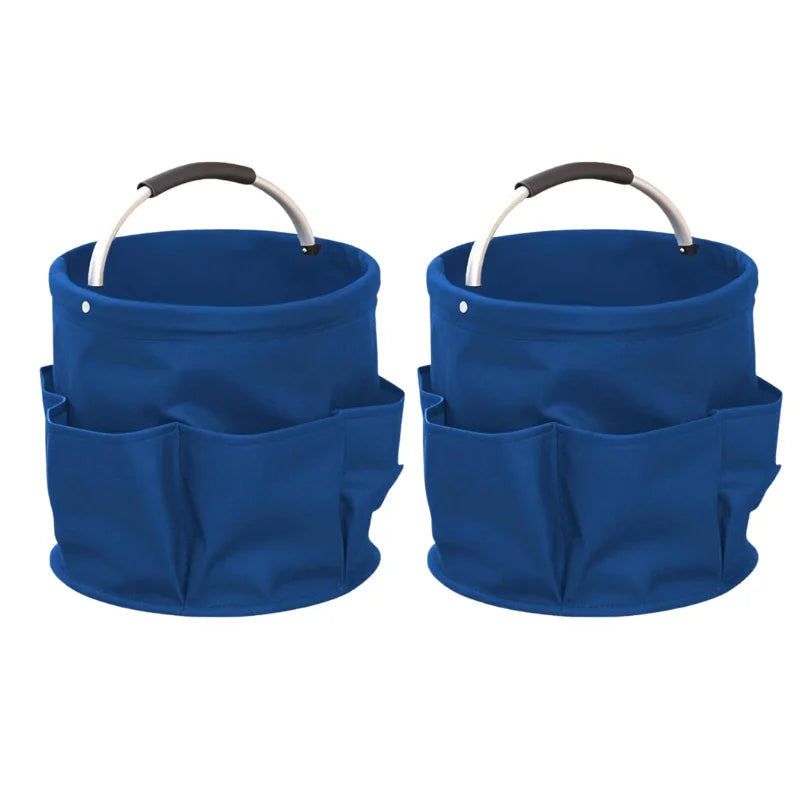 Large Capacity Multi Pocket Storage Bucket Portable Foldable Handheld Garden Tool Bag Outdoor Beach Toy Organizer Tote Basket