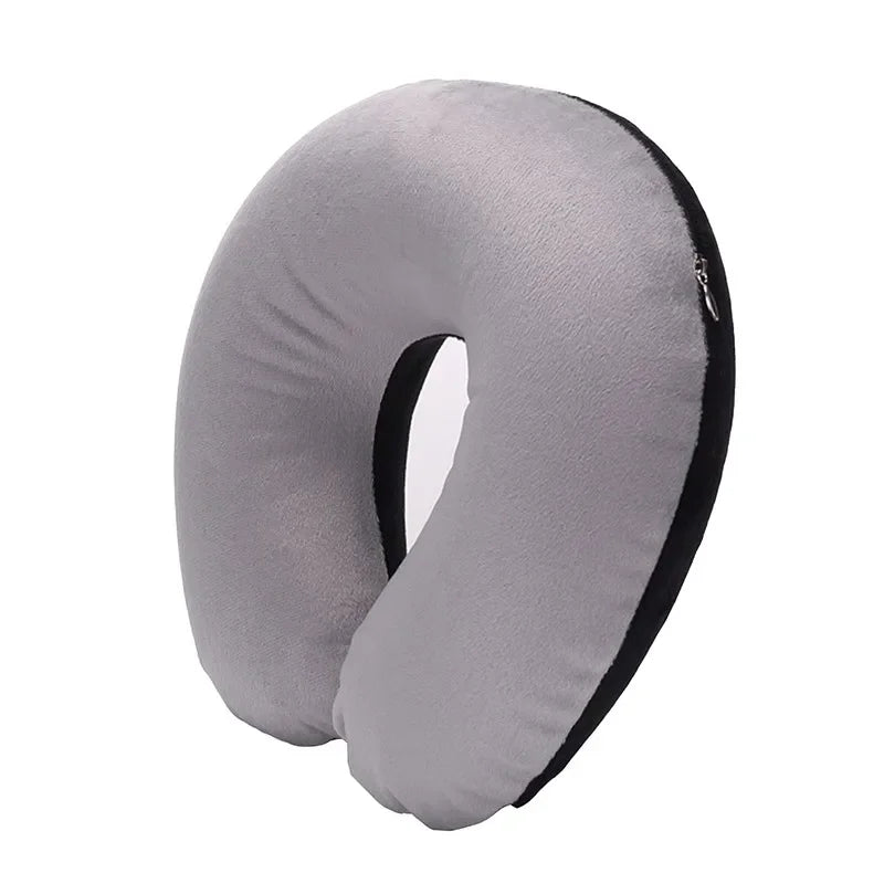 1/3/4Pcs Travel Pillow Car Air Flight Office Inflatable Neck Pillow Short Plush Cover PVC Support Headrest Soft Nursing Cushion
