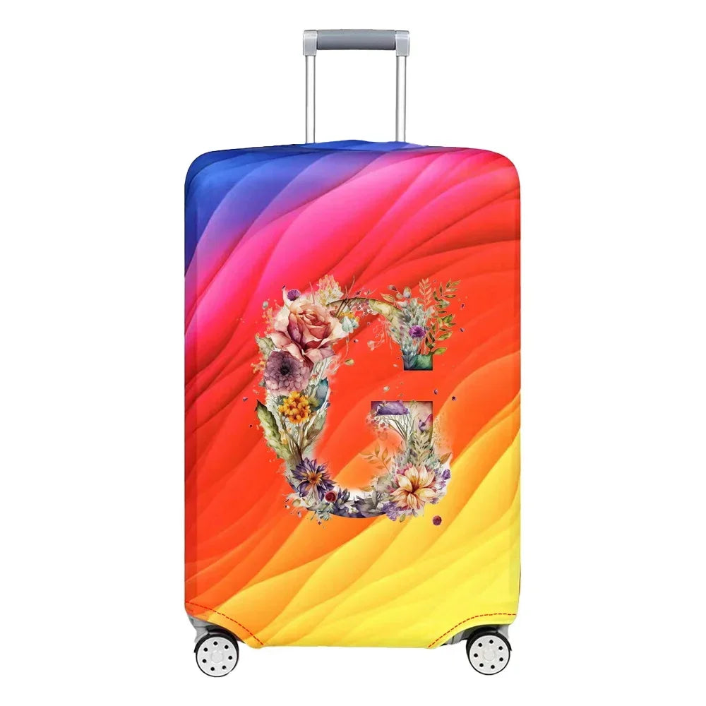 Luggage Cover Stretch Fabric Suitcase Protector Baggage Case for18-32 Inch Suitcase Case Floral Letter Series Travel Organizer
