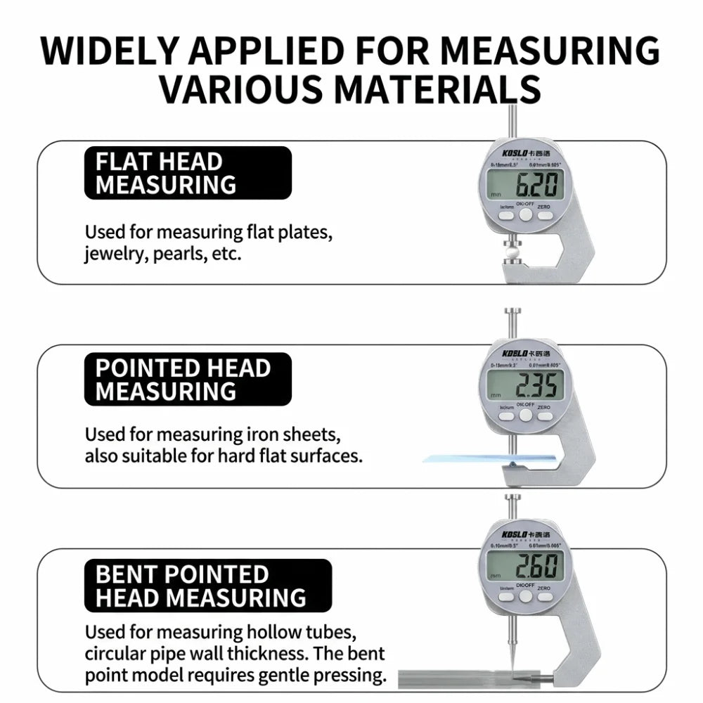 High Precision Digital Thickness Gauge Digital Display Accuracy Thickness Meter Wide Measuring Surface Portable