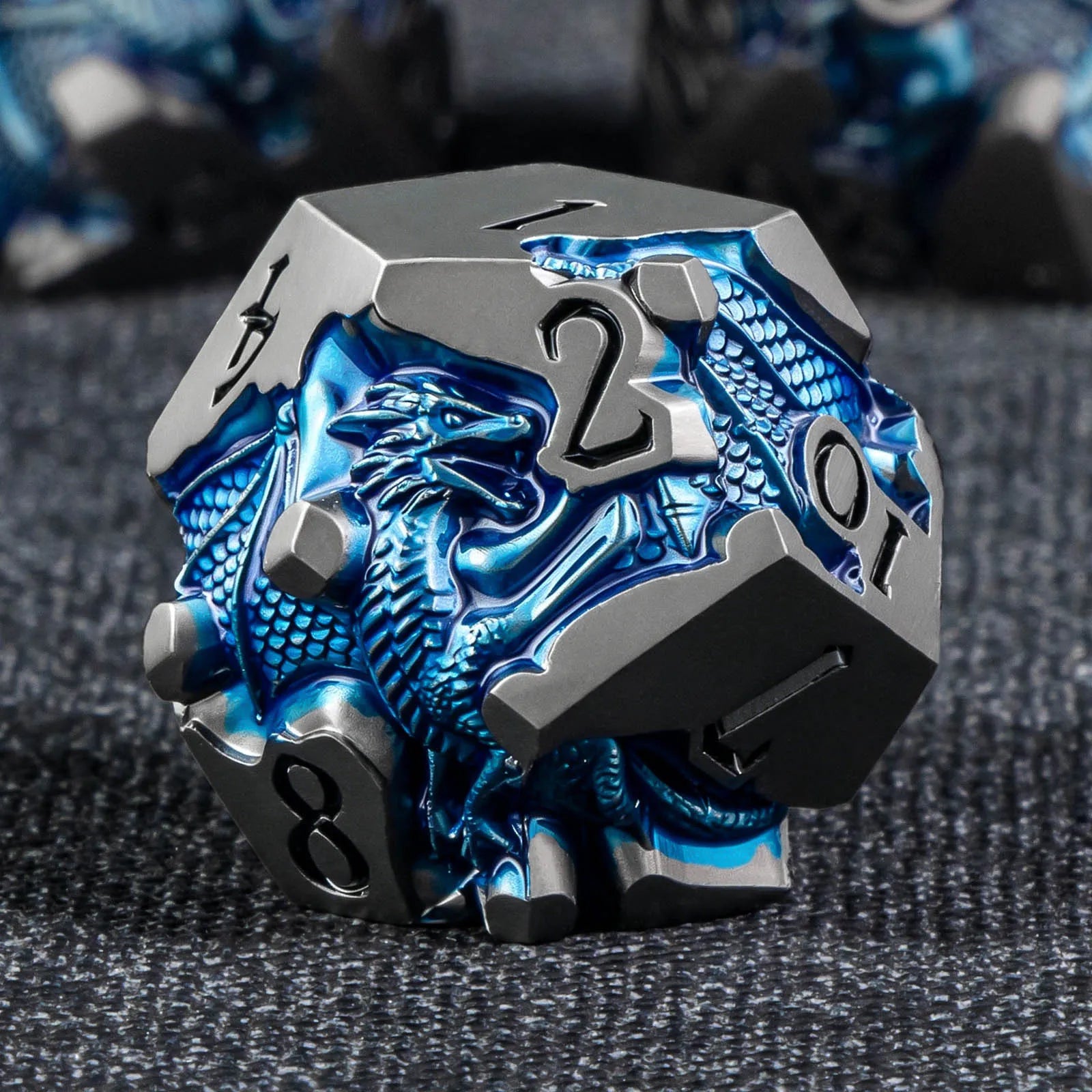 Dragon DND Dice Set for Role Playing Game, Blue Metal D&D Dice Set Dungeons and Dragons, 7Pcs RPG Polyhedral D and D Dice Set