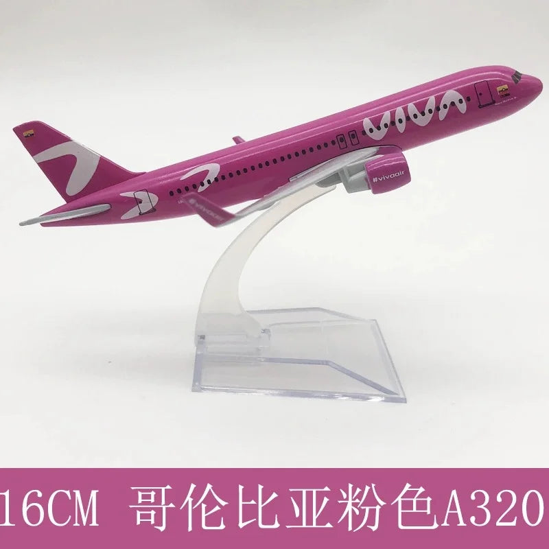 Toy 16CM A320 Series Aircraft Model Diecast Alloy Airplane ﻿320 1/400 Scale With Plane Base Adult Children Gift