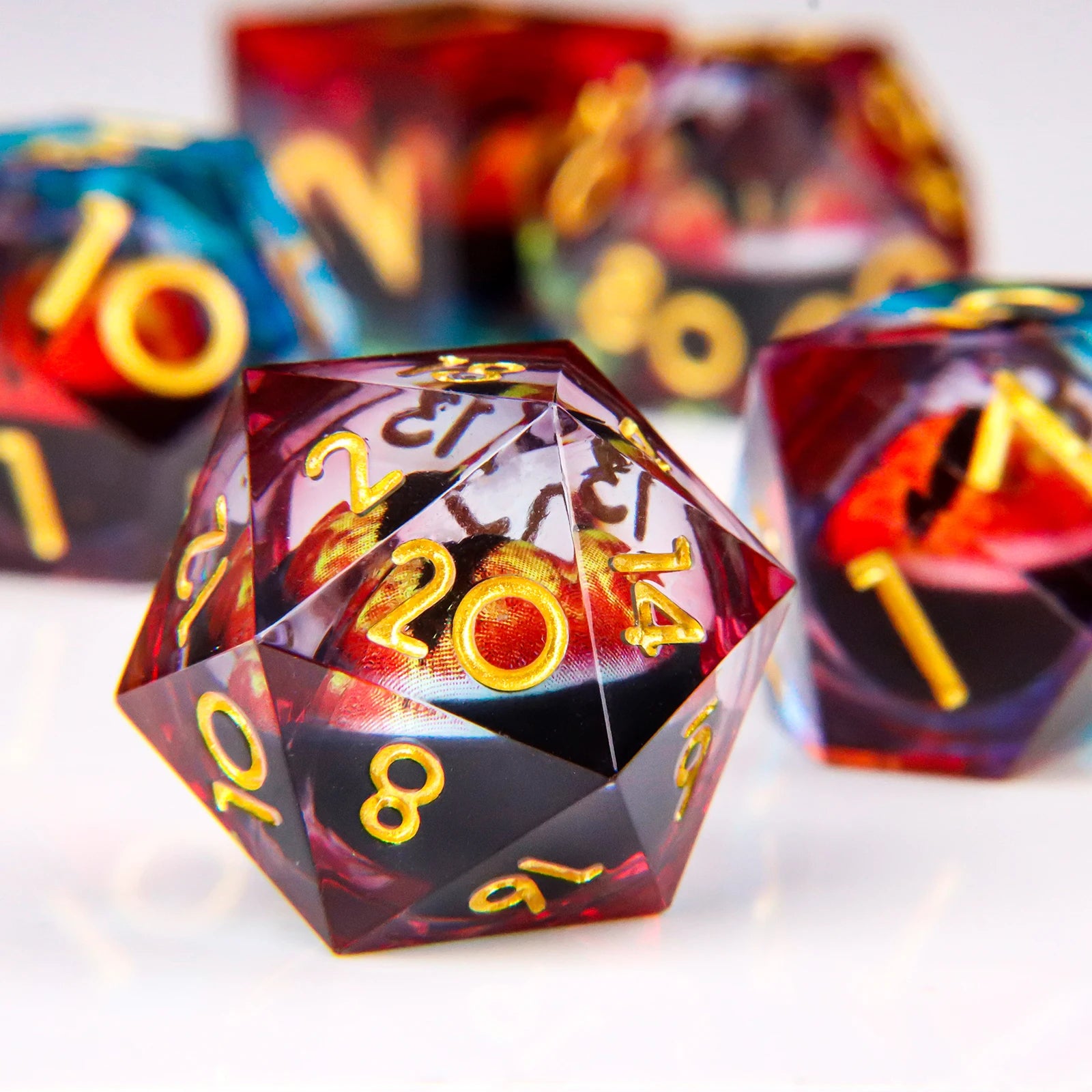 DND Dragon Eye Dice Liquid Core Dice Set Resin Sharp Edged Dice For Dungeons and Dragons Polyhedral D&D Dice Handmade D and D