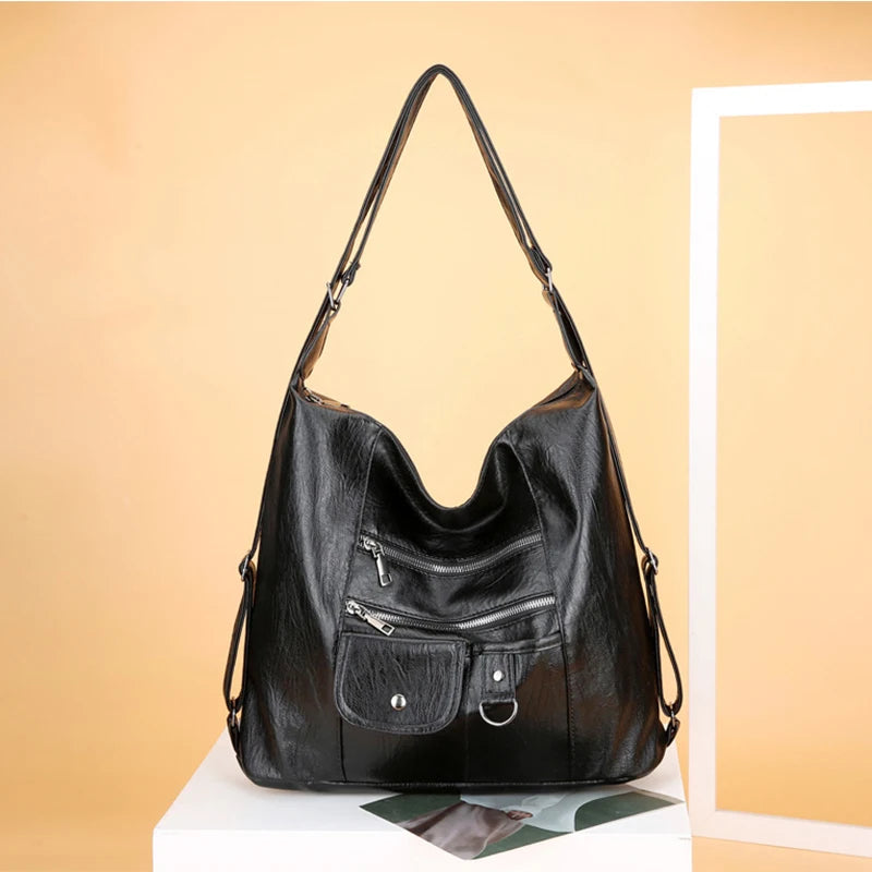 Street Retro Fashion Trend Women's Shoulder Crossbody Bag Zipper Large Capacity Travel Purse and Handbag Casual Backpack