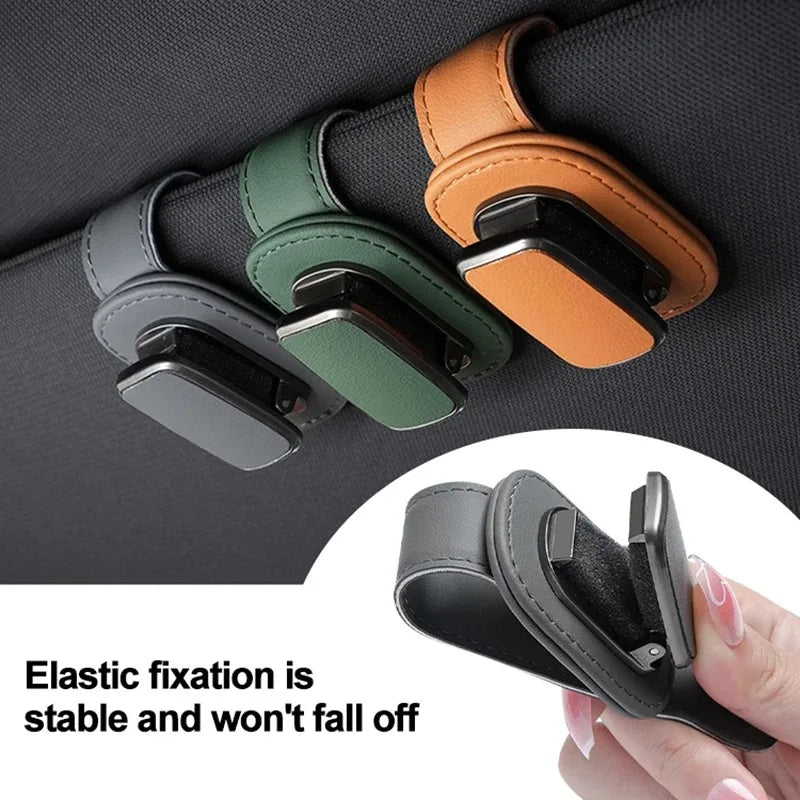 Universal Car Sunglasses Holder Magnetic Eyeglass Hanger Clip Magnetic Leather Eyeglass Hanger Clip Car Decoration Accessories