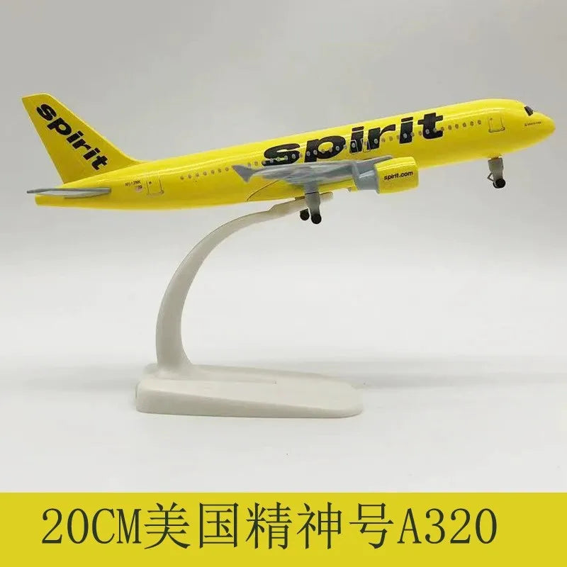 Die-Cast 20CM A320 Metal Model Airplane Toy Spirit Airlines USA With Metal Alloy Toys Flight Machine Model Kids Children Gift