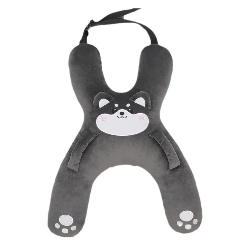 Kids Car Neck Pillow with Seat Belt Safety Sleep Aid Prevent Leaning Head Back Seat Sleeping Comfort During Long Distance Travel