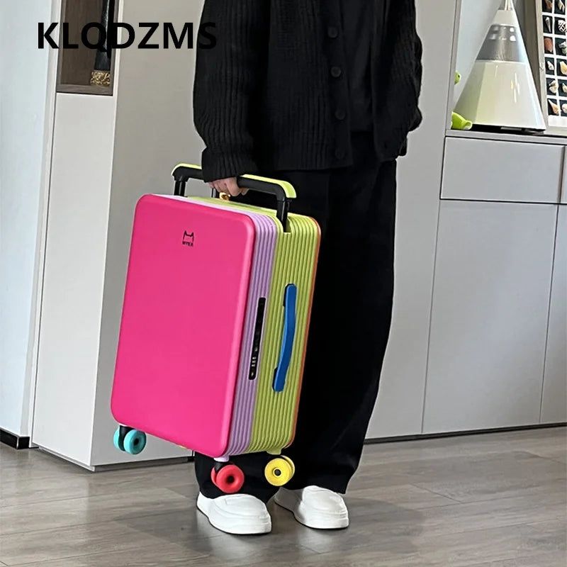 KLQDZMS Suitcase ABS+PC Boarding Box Large Capacity Trolley Case 20"24 Inch Cart Type Travel Bag Universal Wheel Rolling Luggage