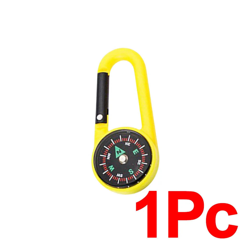 Outdoor Compass Carabiner Mini Camping Keychain Mountaineering Hiking Backpack Buckle with Compass Survival Children Gifts