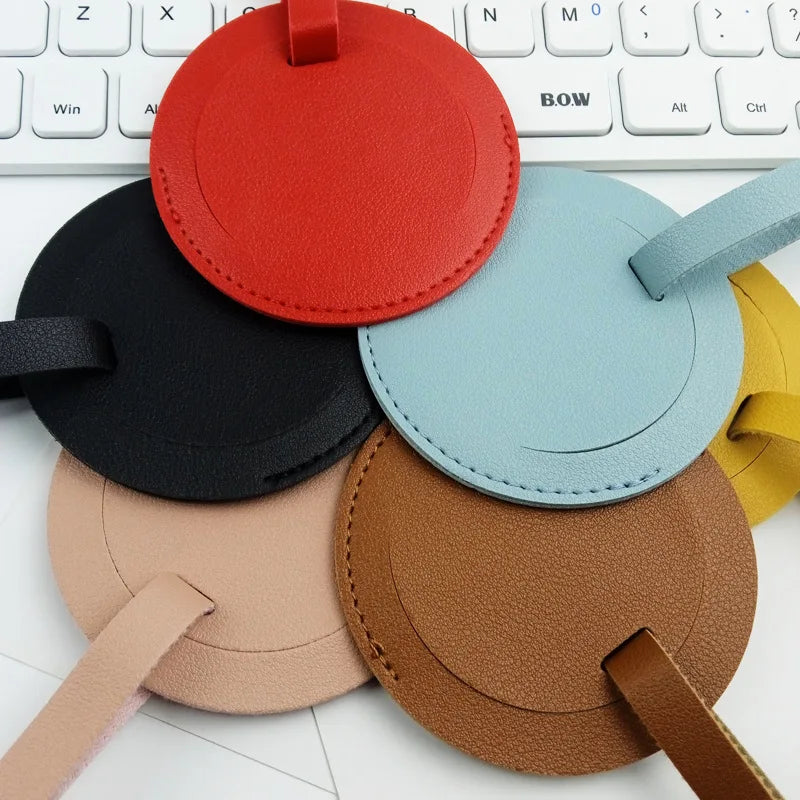 Stylish Round Luggage Tag for Air Travel - Durable Scratch-Resistant Build, Secure Buckle & Removable Contact Card