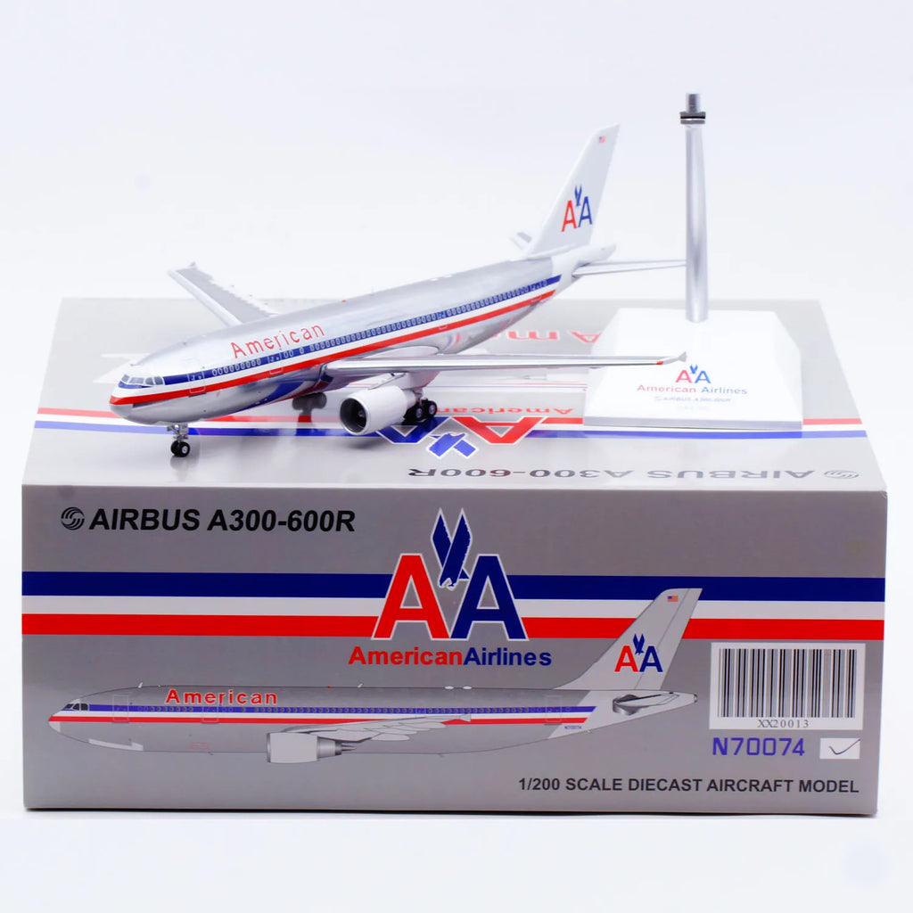 XX20013 Alloy Collectible Plane Gift JC Wings 1:200 American Airlines Airbus A300-600R "Polished" Diecast Aircraft Model N70074