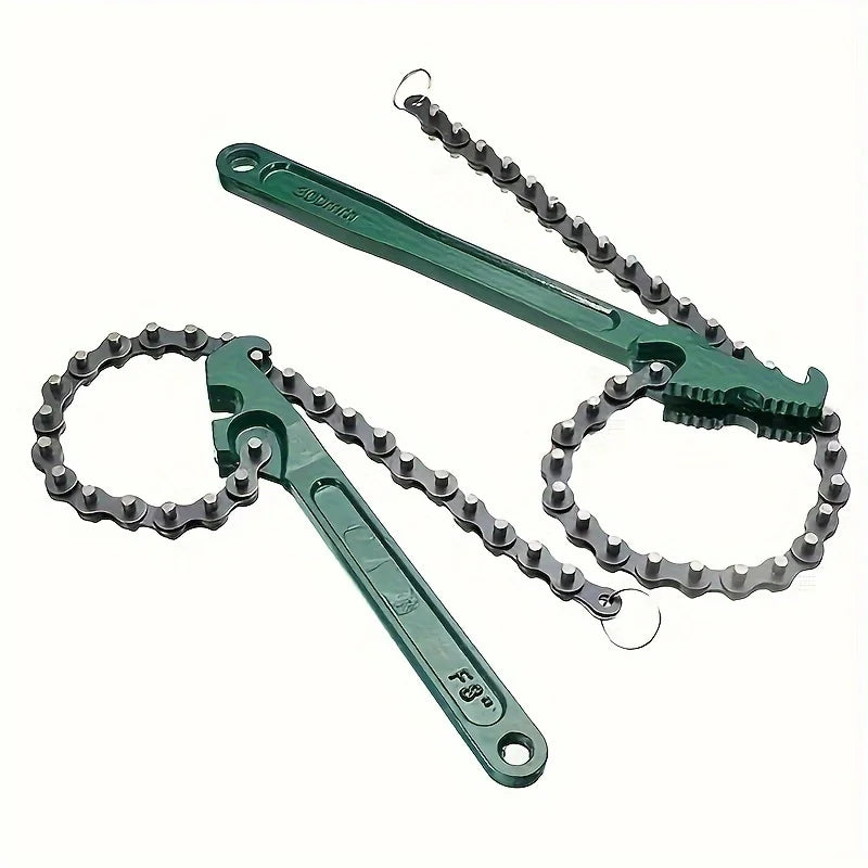 1pc Steel Heavy Duty Chain Wrench Tool, Adjustable Grip Spanner with Ergonomic Handle for Oil Filter Pipe Fittings Removal