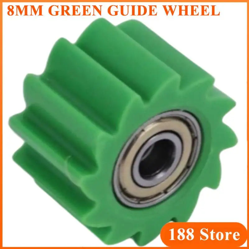 8mm green off-road motorcycle chain guide wheel, wear-resistant accessory for optimal function