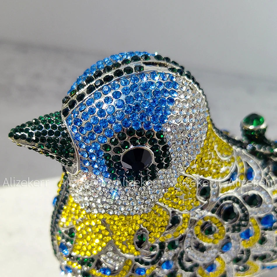 Alizekerr Pigeon Shaped Crystal Evening Bags Women Gorgeous Rhinestone Metallic Bird Clutch Purses Ladies Unique Handbags Party
