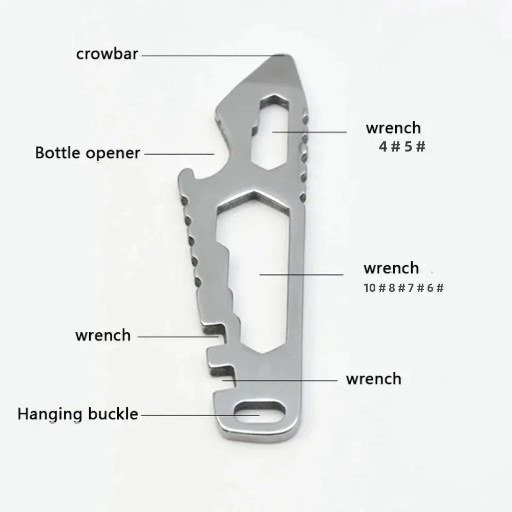 Mini Multifunctional Stainless Steel Pry Bar EDC Hex Wrench Bottle Opener Portable Outdoor Bicycle Repair Tool
