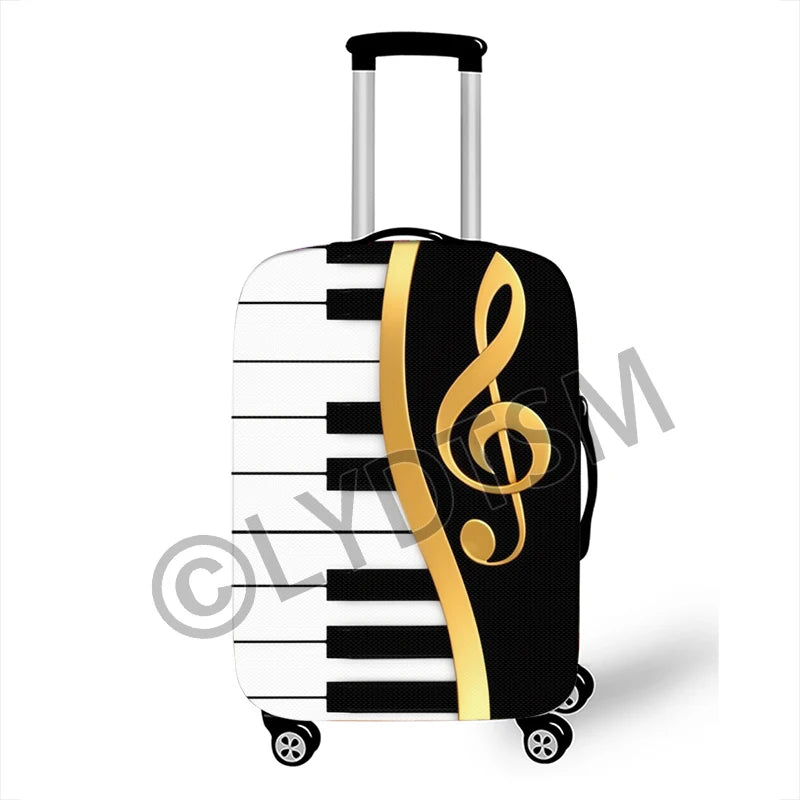 Musical Notes Luggage Cover Rock Guitar Piano Drum Graphic Suitcase Covers Elastic Trolley Case Protective Cover for Travel