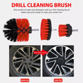 3Pcs Electric Scrubber Brush Drill Brush Kit Red Plastic Round Cleaning Tools For Carpet Glass Car Tires Nylon Brushes〔YY32〕