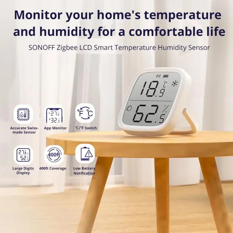 Intelligent SNZB-02D Humidity Sensor SONOFF Zigbee Smart LCD Temperature Sensor for Monitoring of Household Use with LCD Screen