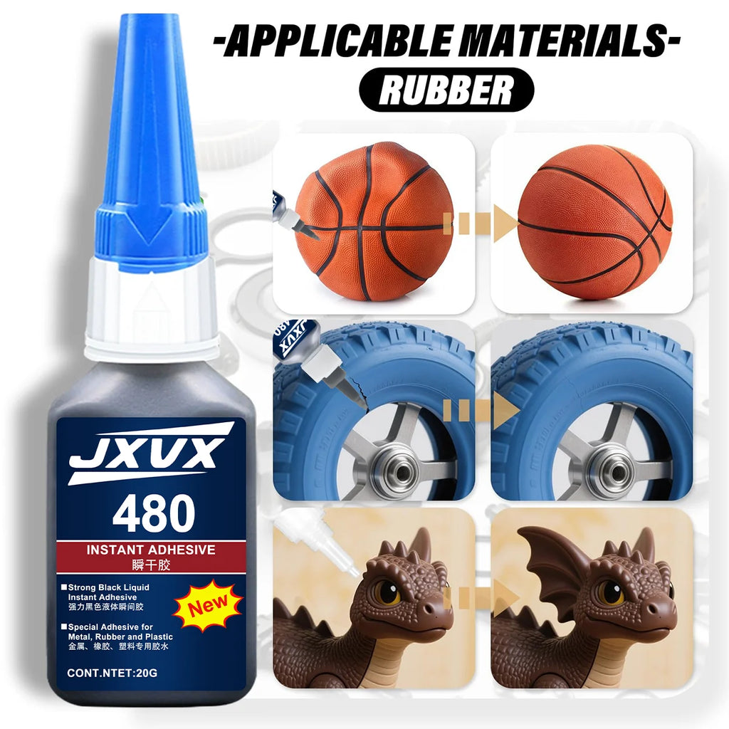 502(clear)&480 (Black) Super Glue Instant Quick-drying Black Cyanoacrylate Adhesive Vulcanizong Rubber Glue Leather components for automotive and mechatronic systems Strong Bond Liquid Glue Tool 1-3pcs.