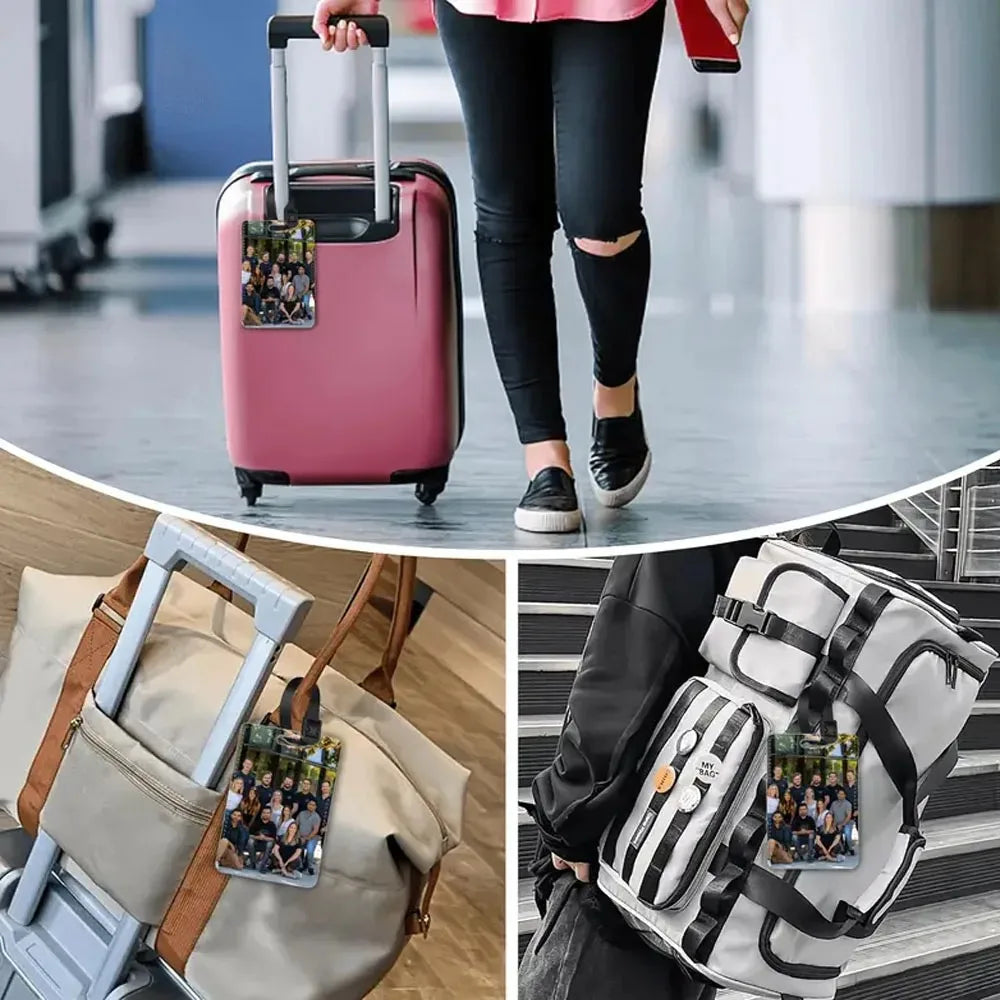 Customized Personalized Photo Leather Luggage Tags Boarding Pass Tags Custom Colorful Pattern Signs A Gift For Friends Family