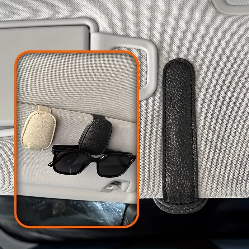 1pc Universal Car Sun Visor Glasses Clip, PVC Material, Auto Eyeglasses Holder, Vehicle Interior Accessories, Eyewear Storage Br
