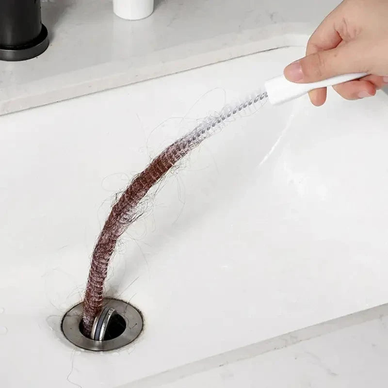 1-6 pcs Drain Brush Bendable Hair Catcher Long Ergonomic Handle  Pipe Cleaner Pipe Dredging Brush Bathroom Hair Sink Accessories