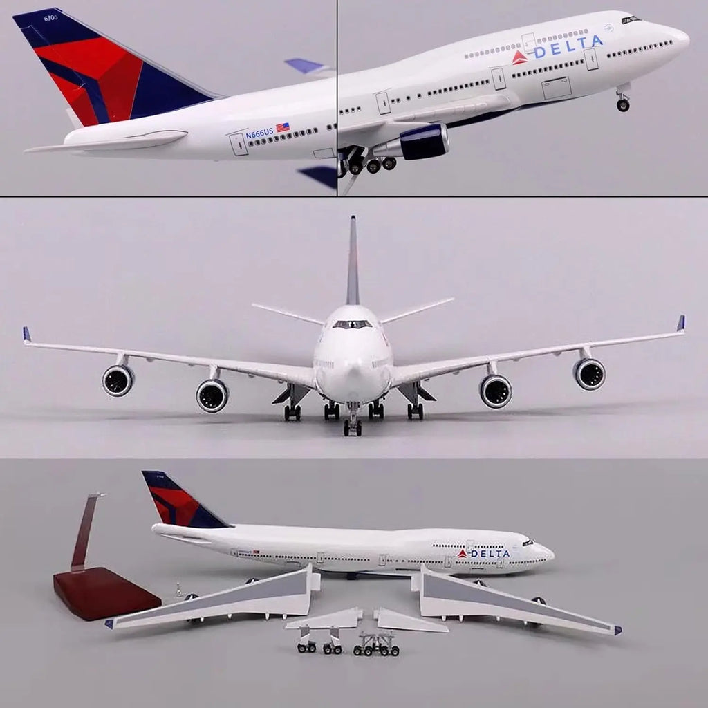 747 Delta Air Lines 47CM 1:150 Scale B747 child toy plane Model Toy Aircraft LED Light Airplane diecast flight machine model Gif