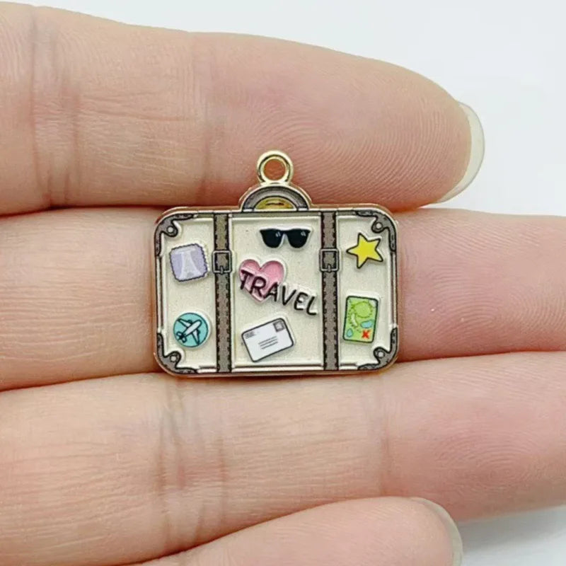 10pcs Fashion Enamel Printed Handbag Series DIY Jewelry Accessories Keychain Bag Drip Oil Alloy Pendant