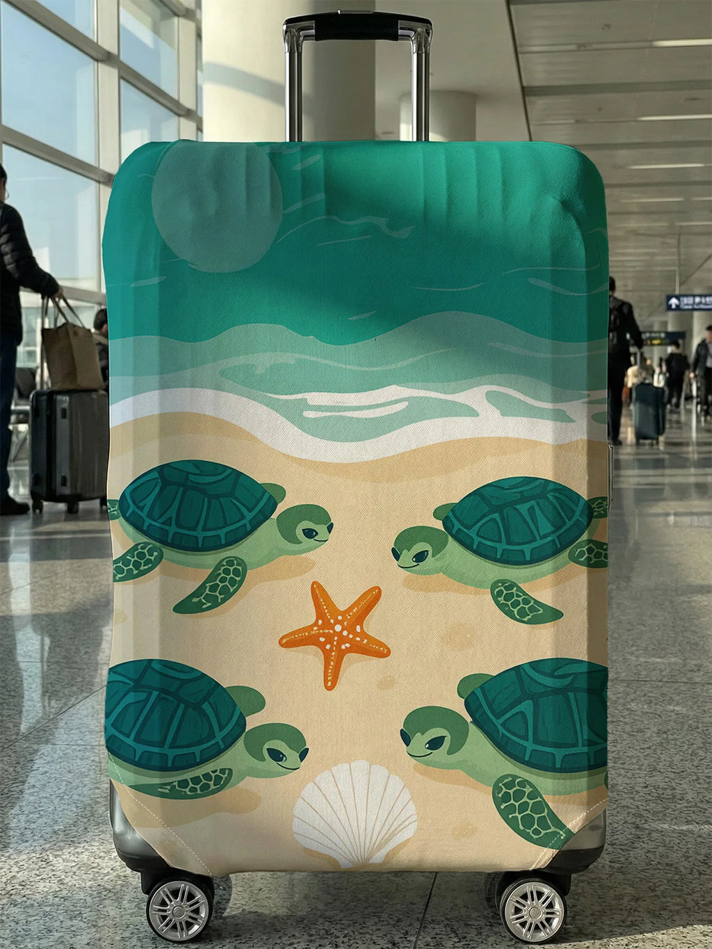 Beach Sea Turtle Ocean Style Print Luggage Cover, Suitable for 18-32 Inch Luggage Cover, Luggage Handle Glove, Travel Accessorie