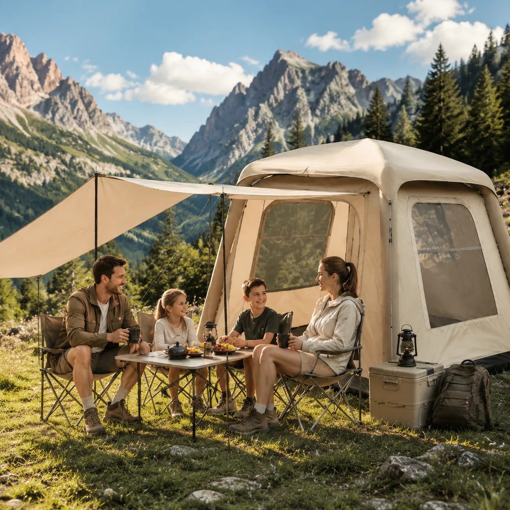 Inflatable Camping Tent for Family Outdoor Travel Waterproof Air Tube Tent Portable Glamping Tent with Pump