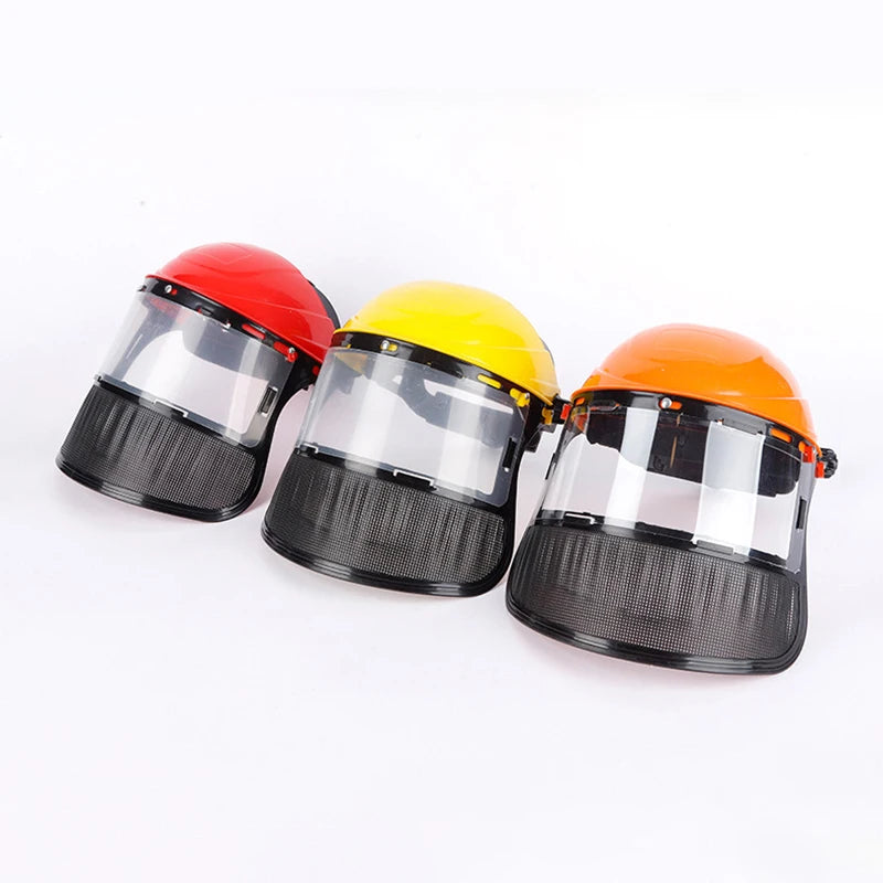 Garden Grass Trimmer Weed Wacker Safety Helmet Hat With Full Face Mesh Mask For Logging Brush Cutter Forestry Protection