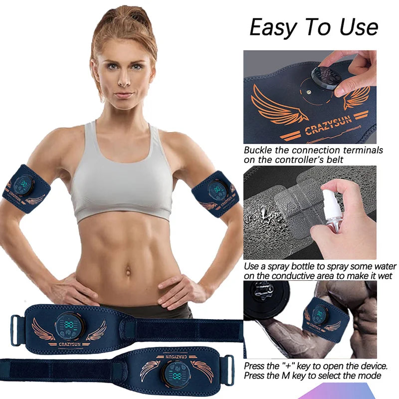 Smart Muscle Toner EMS Muscle Stimulator Arm Trainer USB Recharge Arm Shaping Weight Loss Massager Home Gym Fitness Equiment