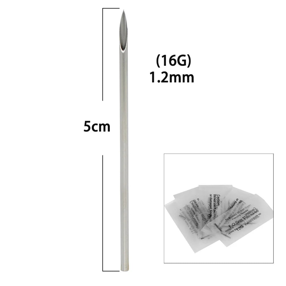 50PC Piercing Jewelry Accessories Sterile Puncture Needle Nose Stud Lip Nail Tool Disinfection Bag Containing Disposable Needle