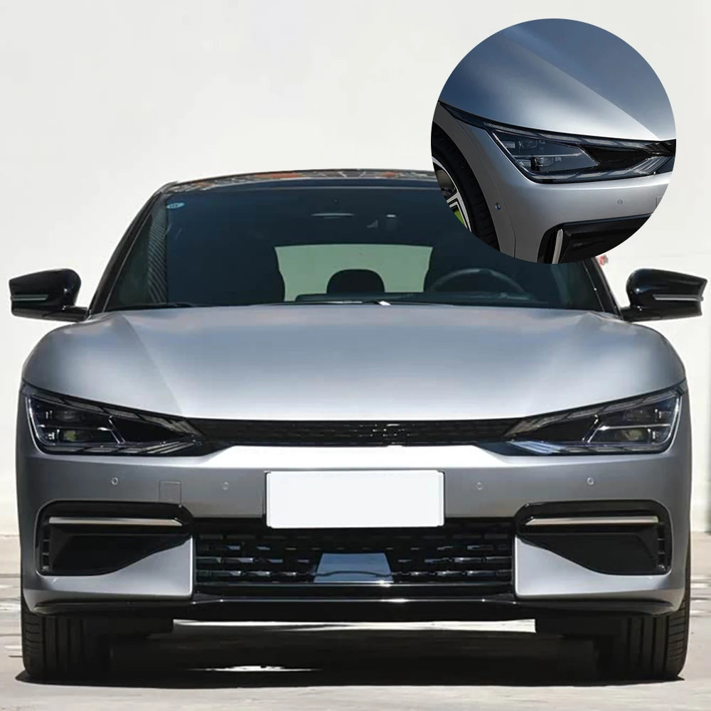 For Kia EV6 GT 2022-2026 Pre-Cut Smoke Black High-Gloss TPU Car Headlight Film PPF Anti-Scratch Protective Vinyl Wrap Cover Kit