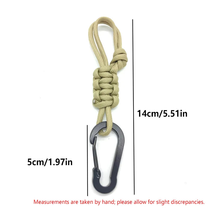 Keychain D-Shaped Carabiner Clip Adjustable Buckle Paracord Keychains Multifunctional Utility for Ourdoor Keys Camping Gear